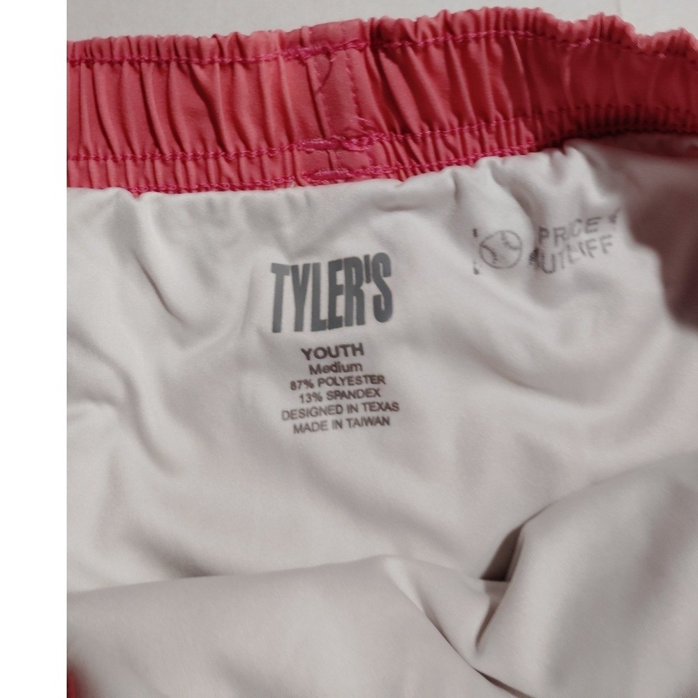 Tylers Youth Medium Swim Trunks Pink Purple Blue Striped Board Shorts Texas Logo - Picture 7 of 8